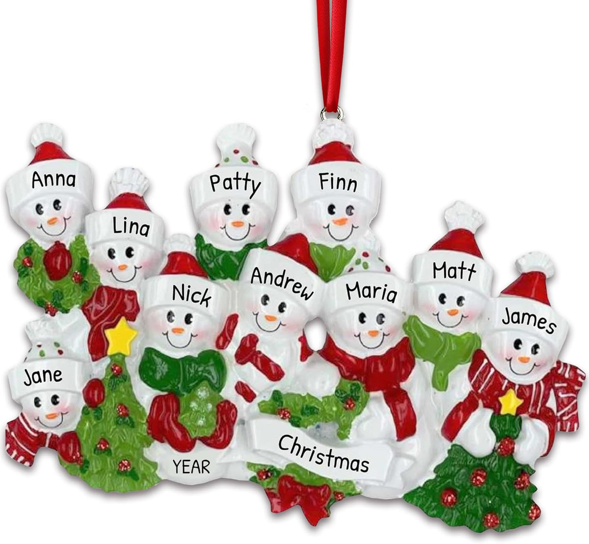 3D Snowman Family of 10 Ornament 2025 Personalized Family Christmas Ornaments 2025 | Snow People