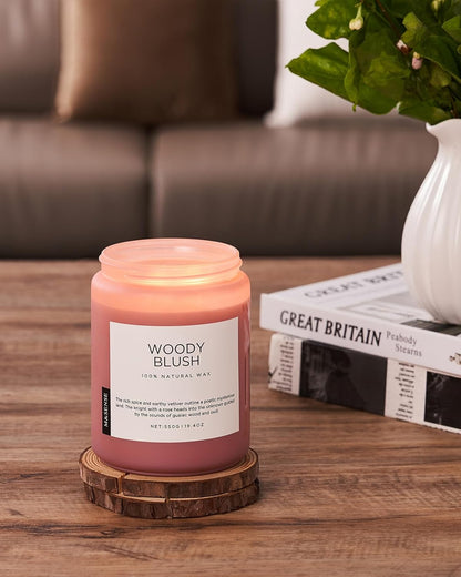M&SENSE Rose Oud Wood Soy Candles 2 Wick, Large Scented Candles 19.4oz 110 Hour Long Lasting Burn