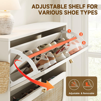 Nicetree Shoe Cabinet Storage for Entryway Slim 9.5" Freestanding Floor Base Shoe Storage Cabinet