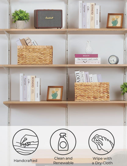 StorageWorks Wicker Basket, Baskets for Organizing, Storage Basket with Built-in Handles, Water
