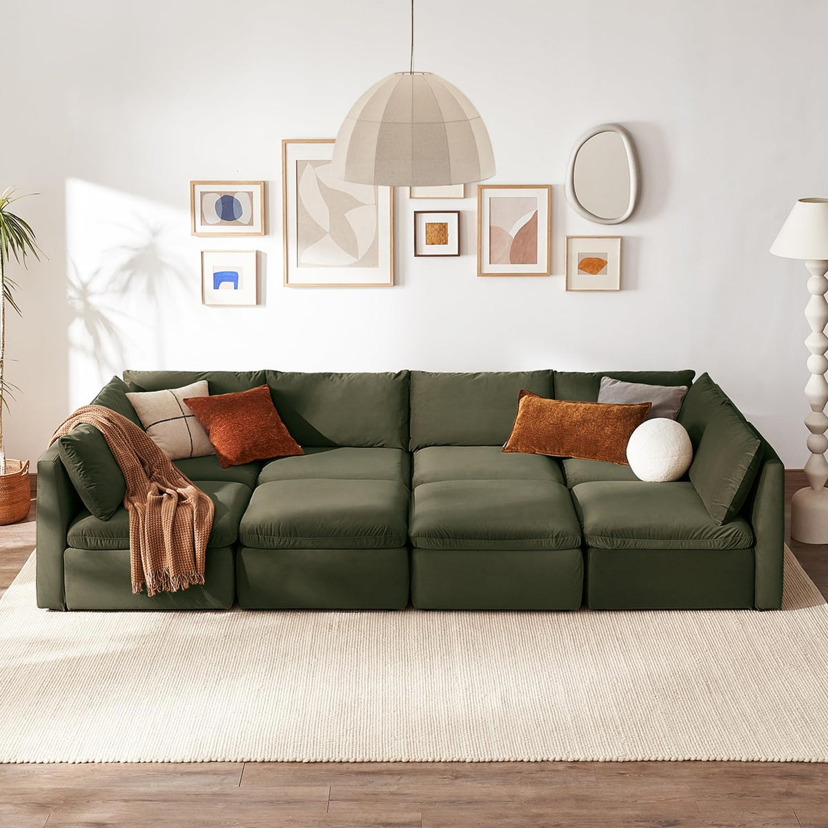 mopio Oversized Modular Sectional Sofa with Fully Removable Covers and Storage, Convertible U