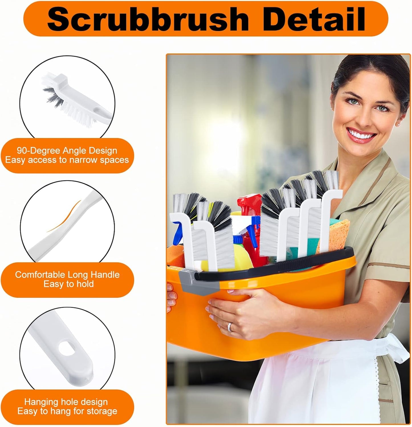 Rtteri 48 Pcs Kitchen Scrub Brush Bulk Plastic Sink Bathroom Cleaning Edge Corner Brush for