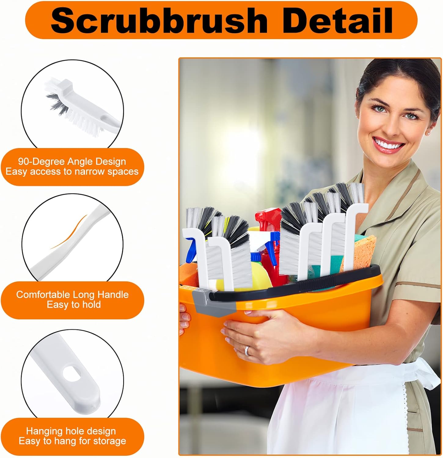 Rtteri 48 Pcs Kitchen Scrub Brush Bulk Plastic Sink Bathroom Cleaning Edge Corner Brush for