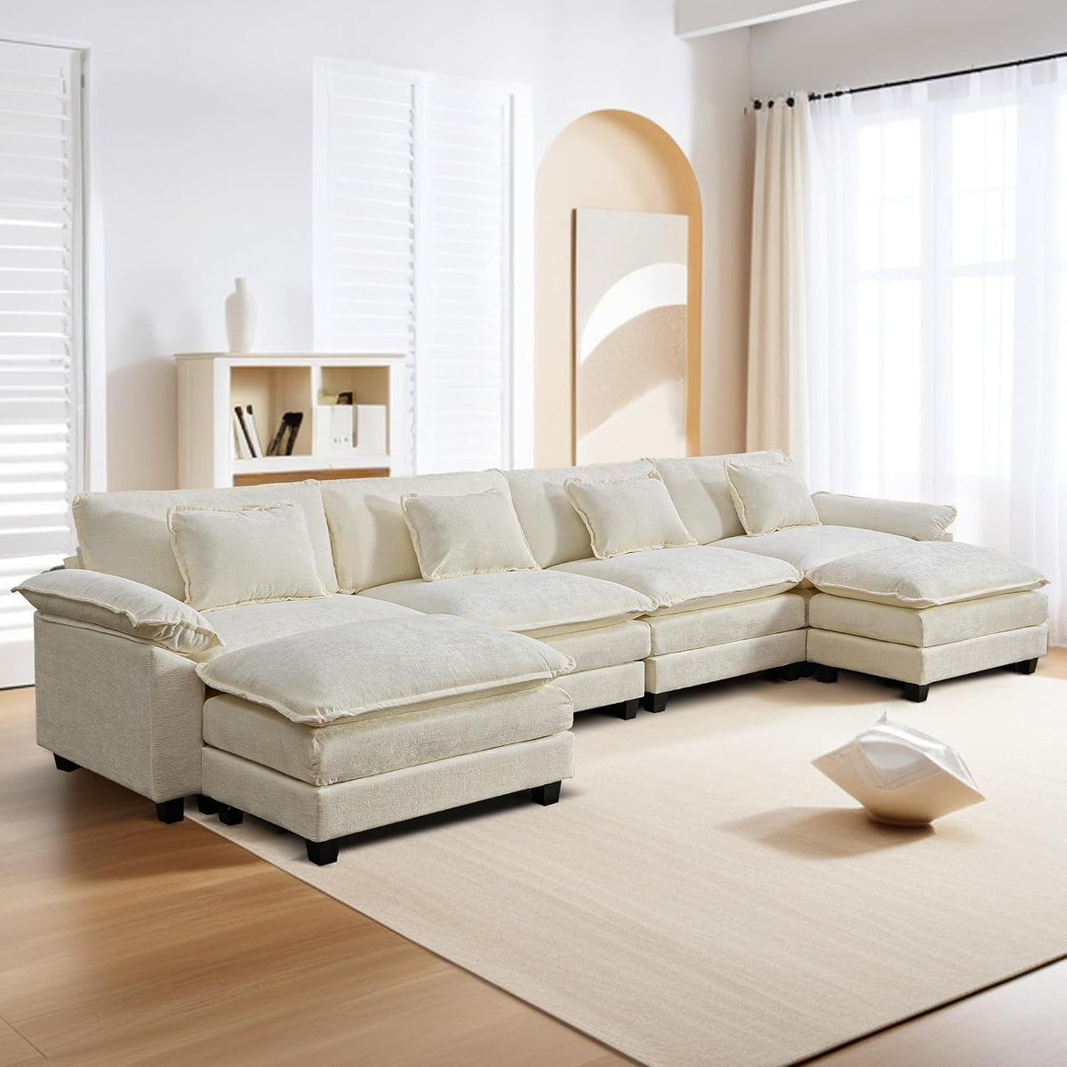 URRED Modular Sectional Sofa Comfy Cloud Couch, Modern Chenille Sofa Sleeper Deep Seat Couches with