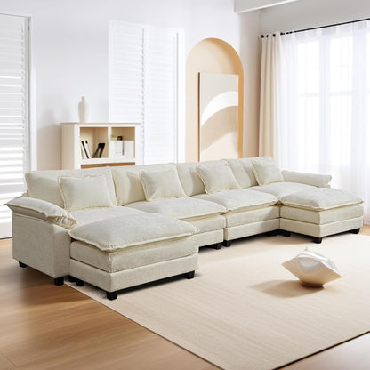 URRED Modular Sectional Sofa Comfy Cloud Couch, Modern Chenille Sofa Sleeper Deep Seat Couches with