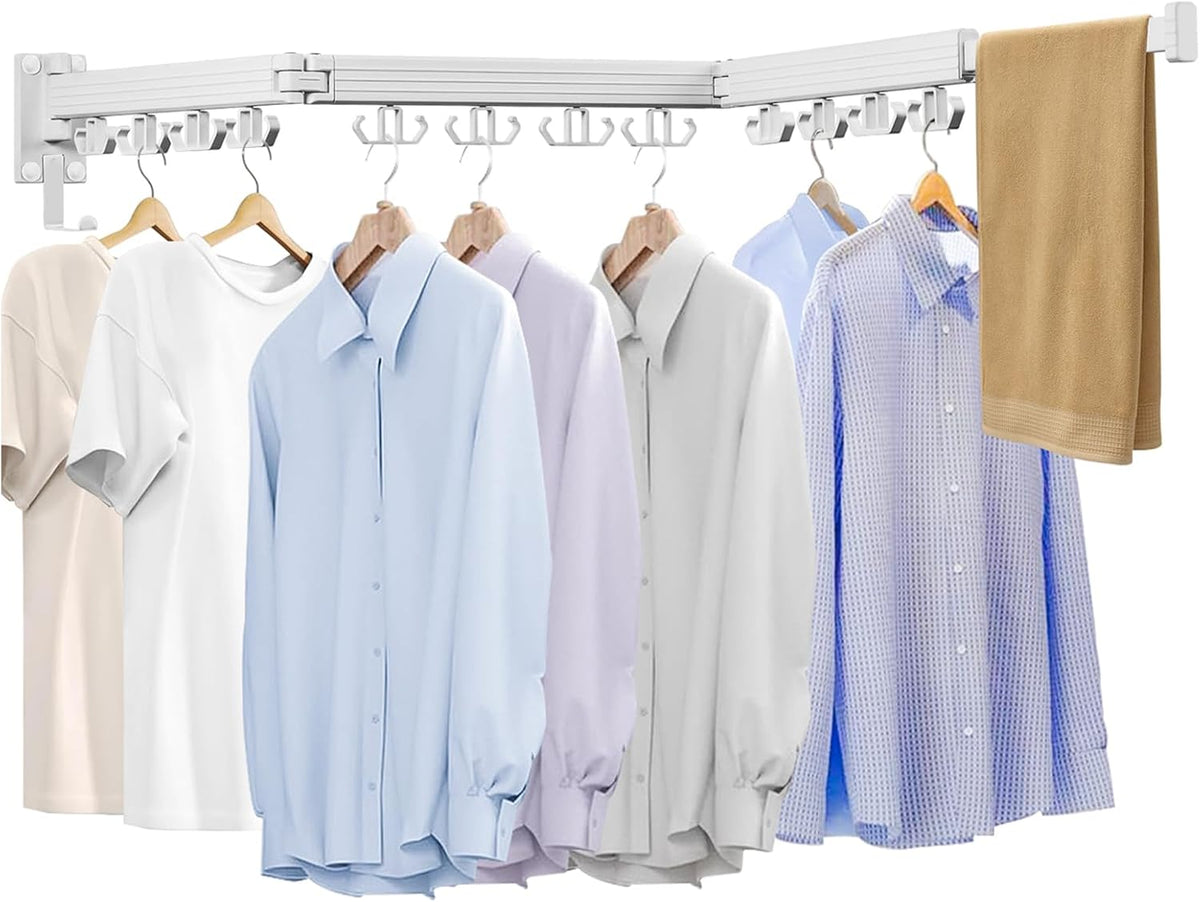 Wall Mounted Clothes Drying Rack, Laundry Drying Rack Wall Mount, 3-Fold Drying Rack Clothing