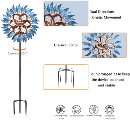 Wind Spinner Large Wind Mill Metal Outdoor Indoor Large Two-Way Wind Sculptures for Garden Patio