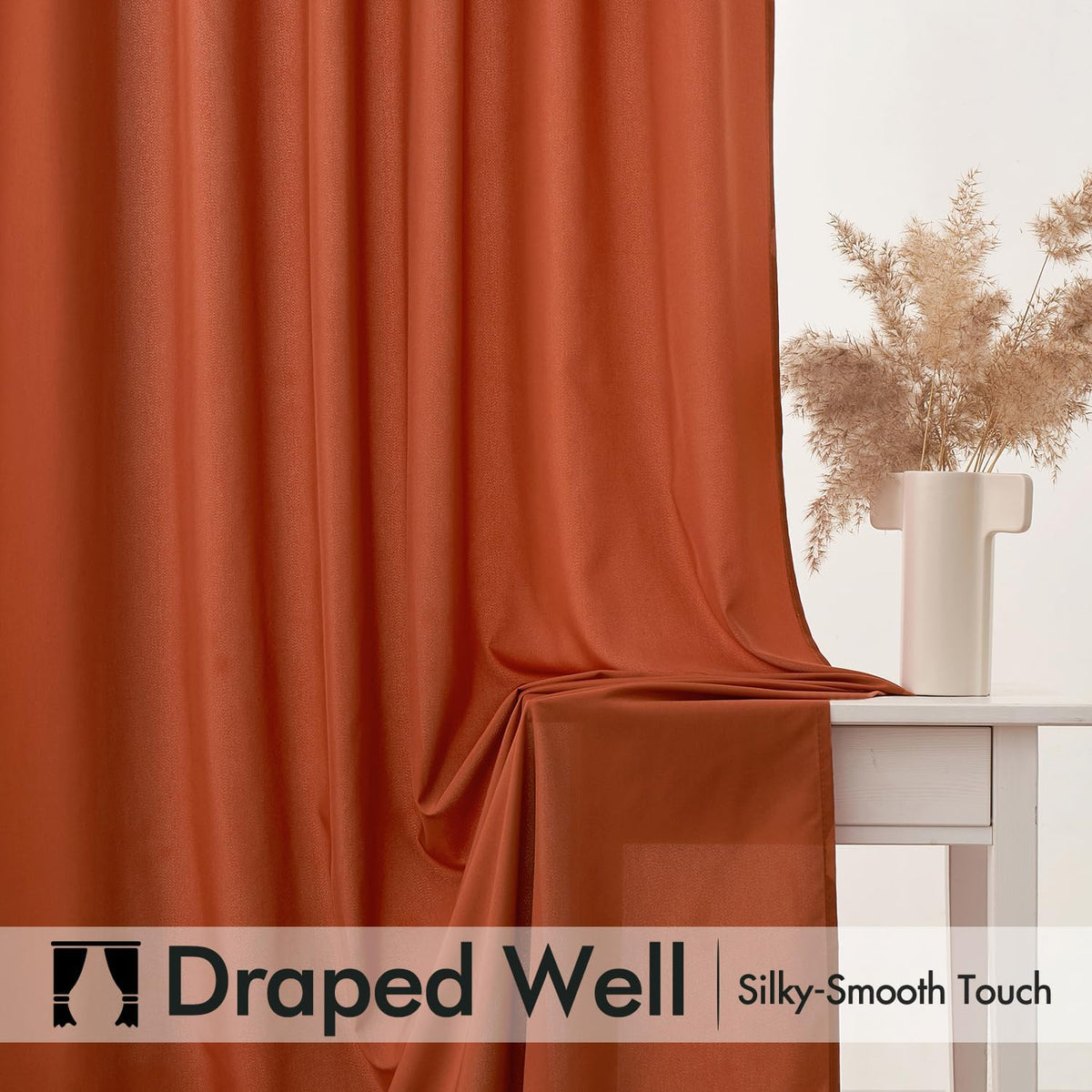 MIULEE Burnt Orange Privacy Sheer Curtains That Let Light in 84 Inches Long Non-See-Through Semi