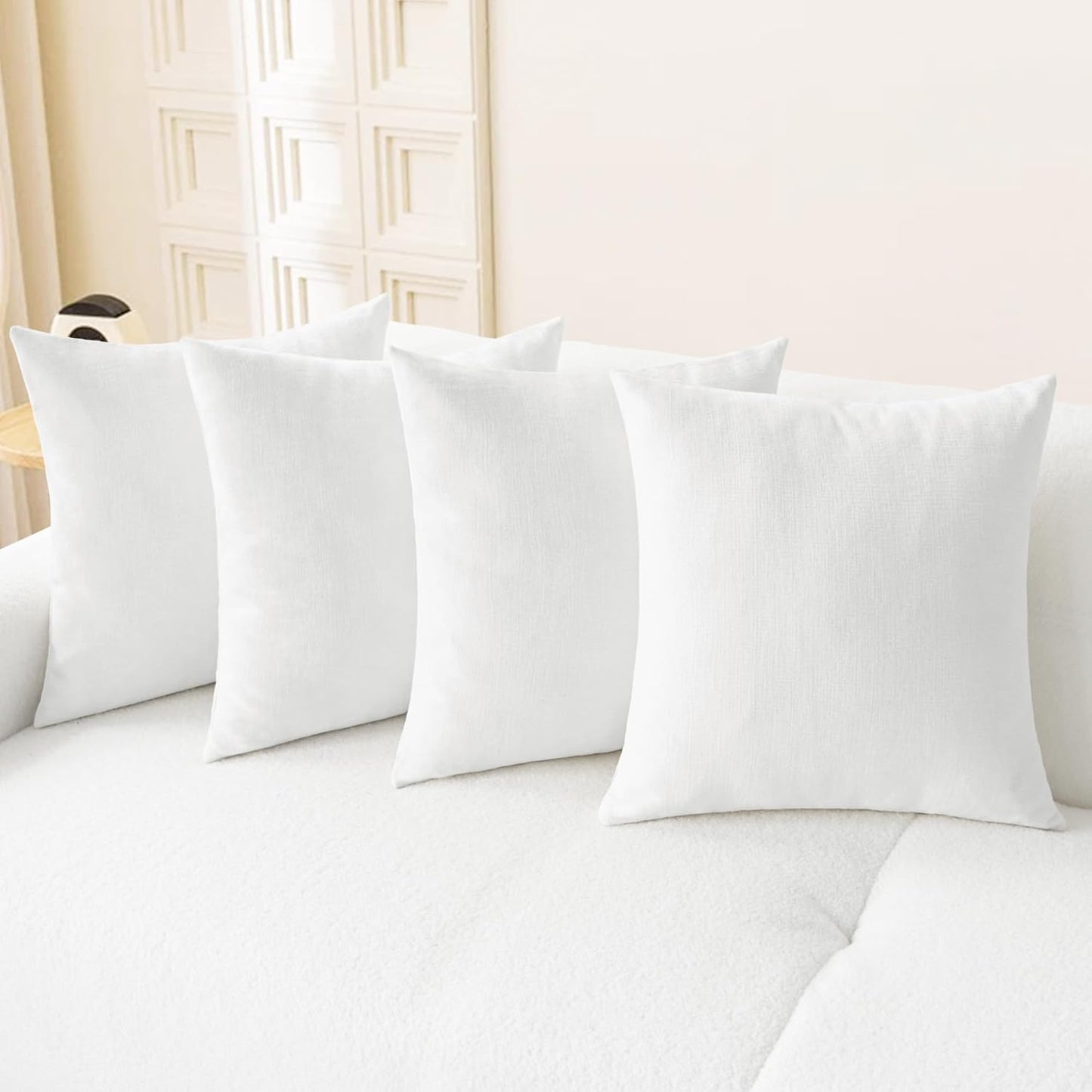 CaliTime Throw Pillow Covers Decorative 18 X 18 Inches Pack of 4 Cozy Chenille Cushion Cases for