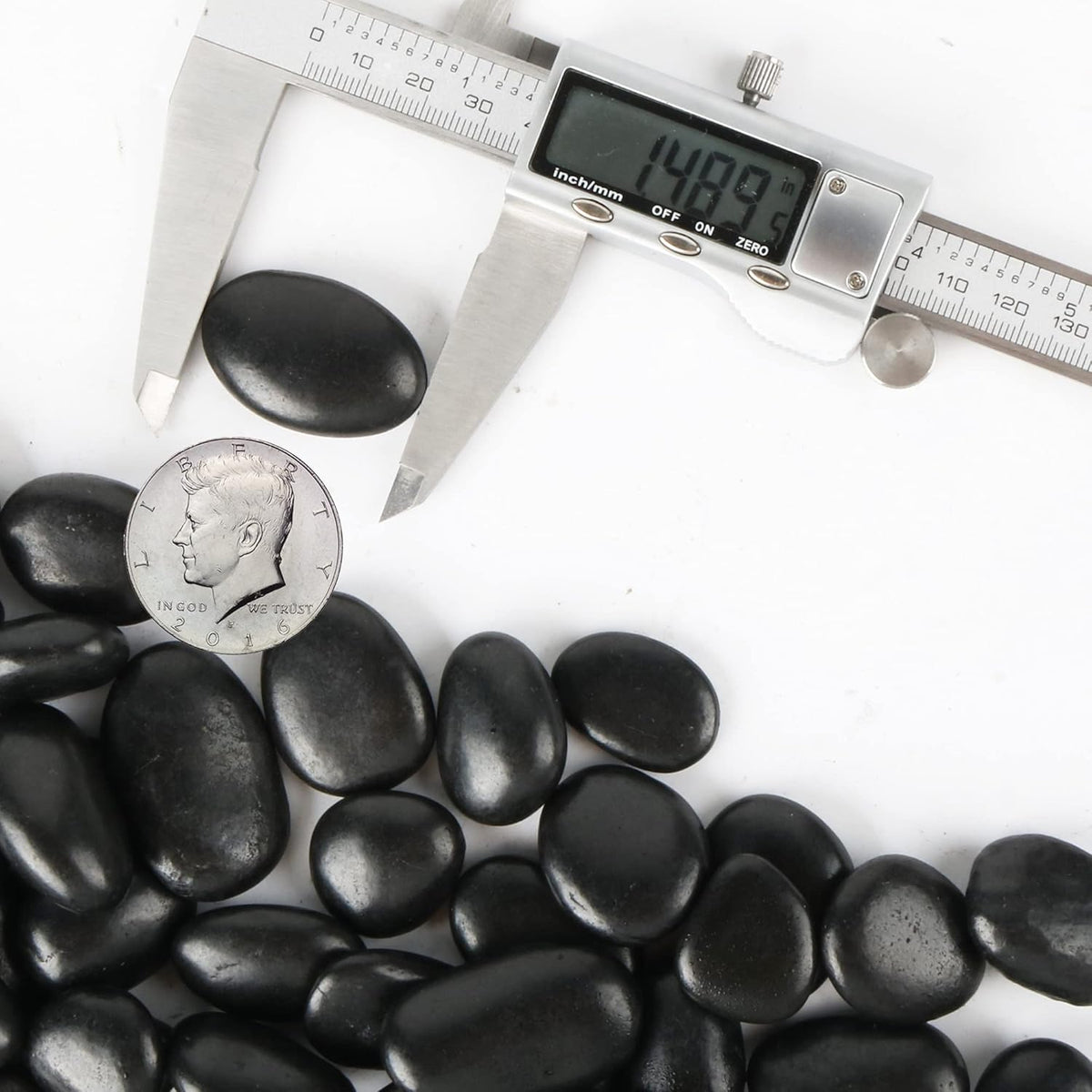 Black Pebbles for Plants 1.8lb Bulk Bag Aquarium Gravel 0.8"- 1.2" Decorative Polished Fish Tank