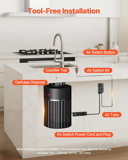 VEVOR Garbage Disposal Air Switch Kit, Dual Outlet Sink Top Air Switch for Food Waste Disposal