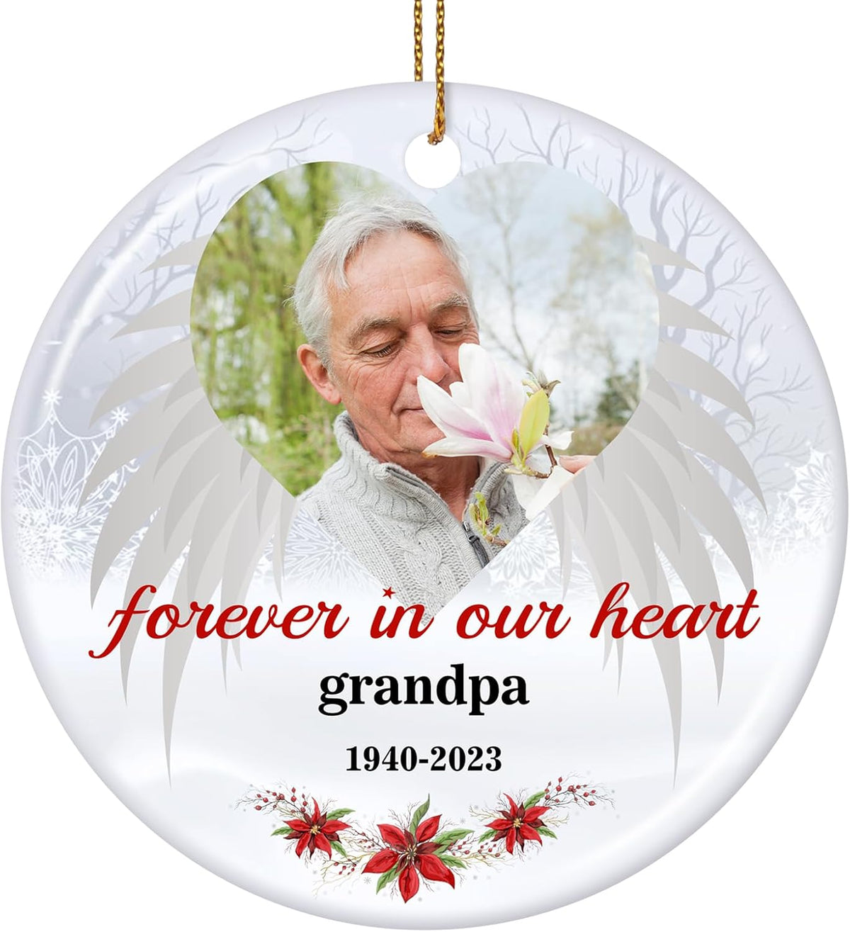 Customized Sympathy Gift for Loss of Loved One - Personalized Christmas Photo Ornaments 2025