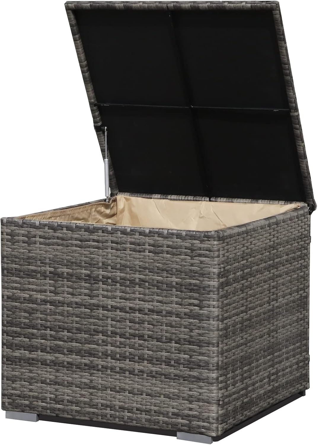 Super Patio Outdoor Patio Storage Box Waterproof, Wicker Storage Bin Deck Box for Cushions, Garden