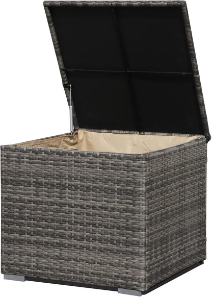 Super Patio Outdoor Patio Storage Box Waterproof, Wicker Storage Bin Deck Box for Cushions, Garden