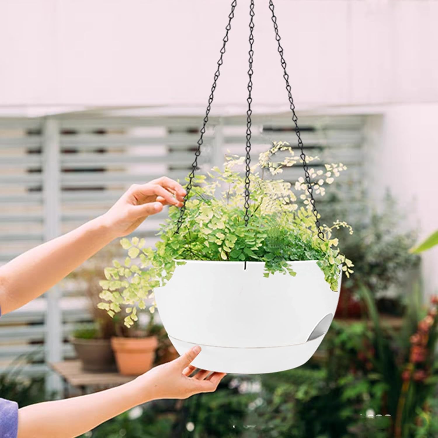 2 Pack Hanging Planters for Indoor Outdoor Plants, 8 Inch Self Watering Hanging Pot with Drainage