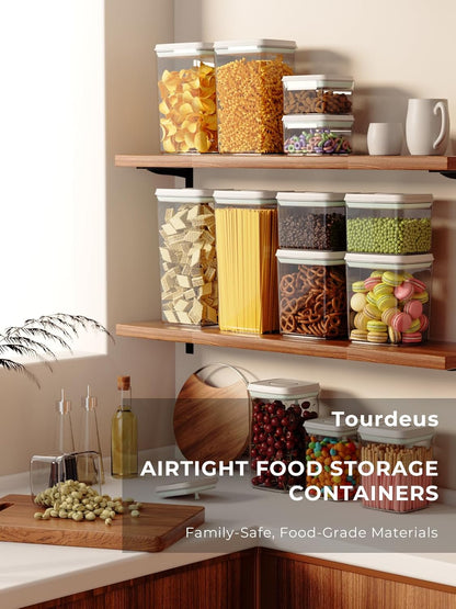 Airtight Pop Food Containers, 2-Piece Leakproof Cereal Containers Pantry Storage Containers with