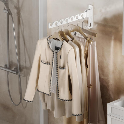 Wall Mount Coat Hanger Holder White Clothes Drying Organizer Rack Garment Hooks Aluminium