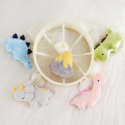 Dinosaur Crib Mobile – Beige Dino Baby Crib Mobile with 3-Mode Music Box, Nursery Mobile with