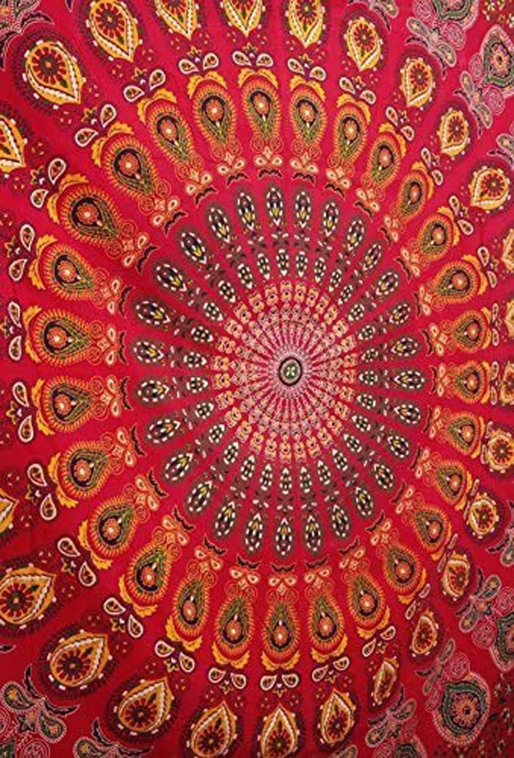 Bless International Handmade Indian hippie Bohemian Psychedelic Peacock Mandala Wall hanging