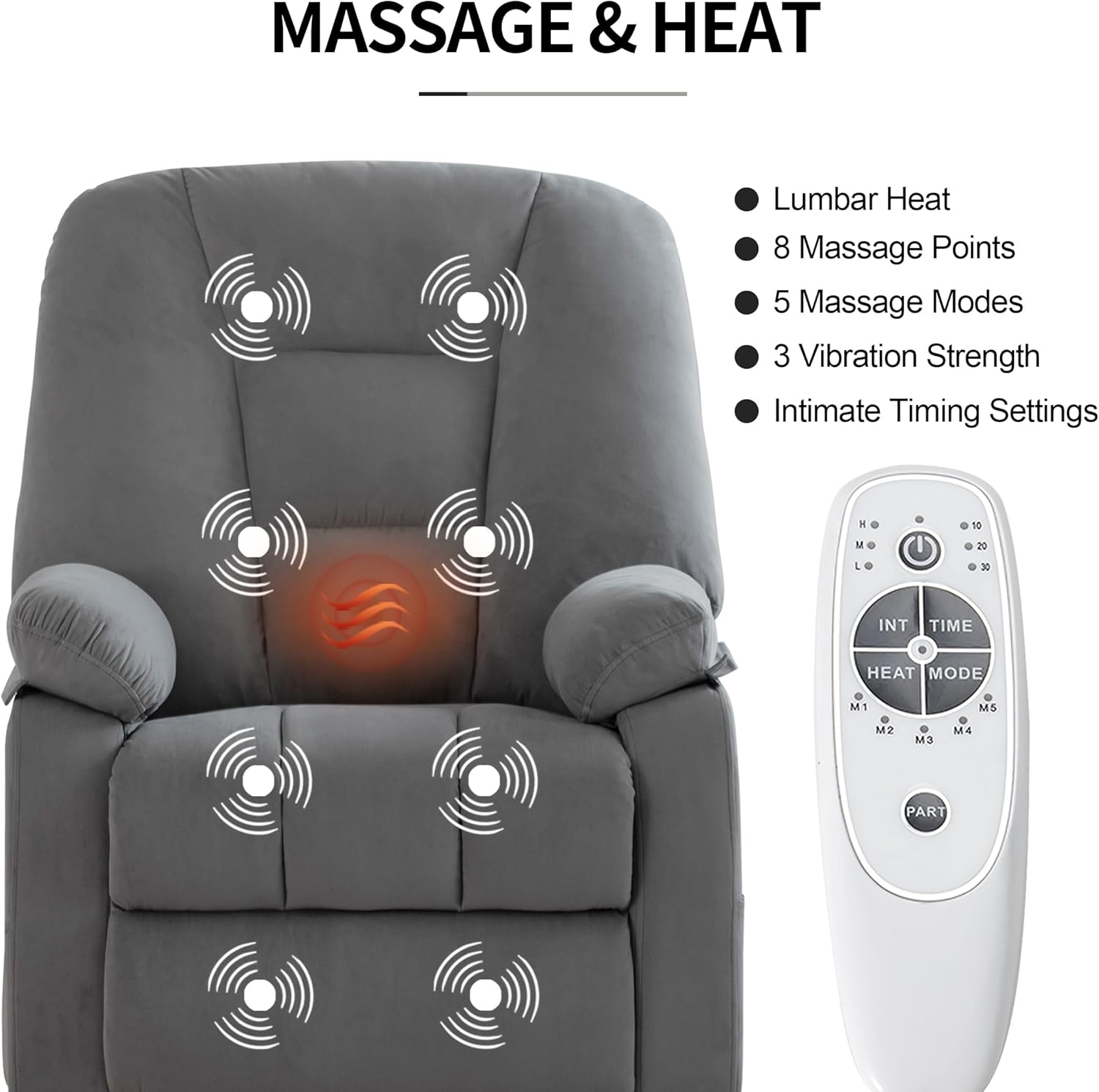 Power Swivel Rocker Recliner Chair for Adults,Rocking Recliners Chairs with Massage and Heat for