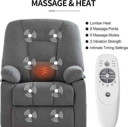 Power Swivel Rocker Recliner Chair for Adults,Rocking Recliners Chairs with Massage and Heat for