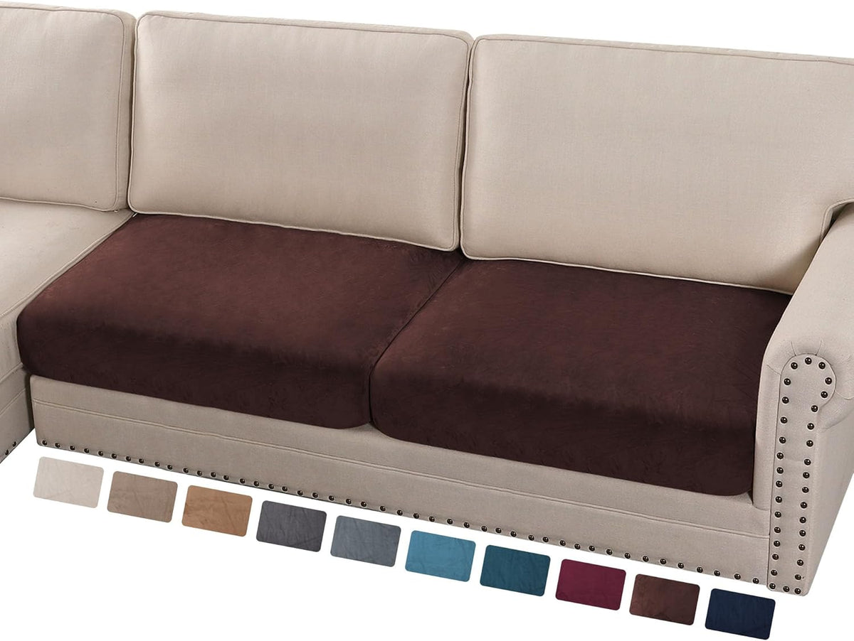 PrinceDeco Velvet Couch Cushion Cover Soft Stretch Cushion Slipcover for Chair Loveseat Sofa