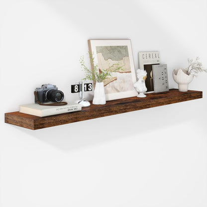 Fun Memories 55 Inch Floating Shelves - 9 Inch Deep Rustic Wooden Wall Shelves - Extra Deeper &