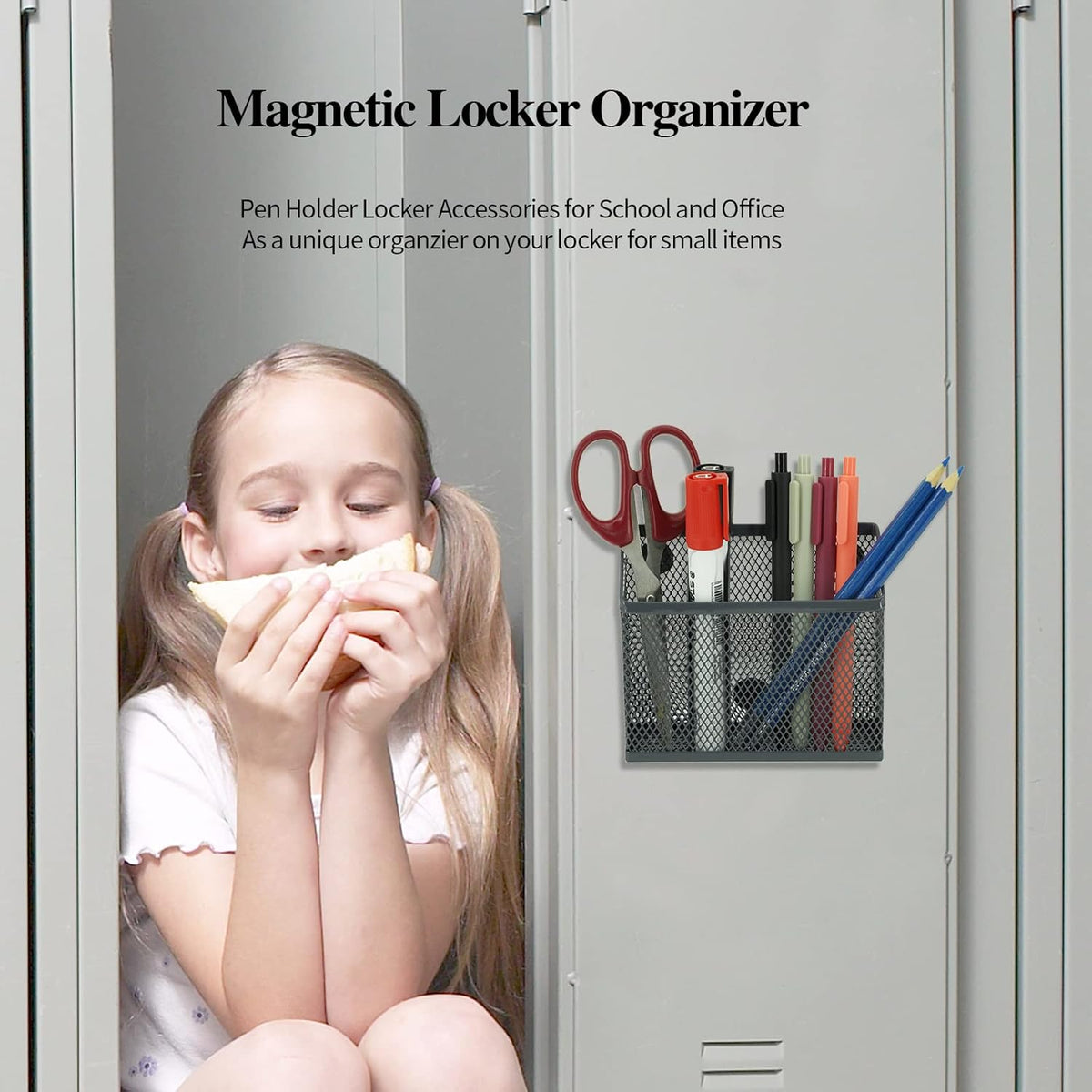 Neudeco Locker Accessories and Decor Kit, Including Mesh Shelf, Organizer, Magnetic Basket and Pen
