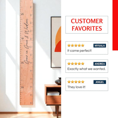 Personalized Wooden Growth Chart for Kids – Wall Height Ruler for Child Growth Tracking – Wooden