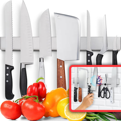 HMmagnets Premium 17 Inch Stainless Steel Magnetic Knife Holder For Wall - Professional Magnetic