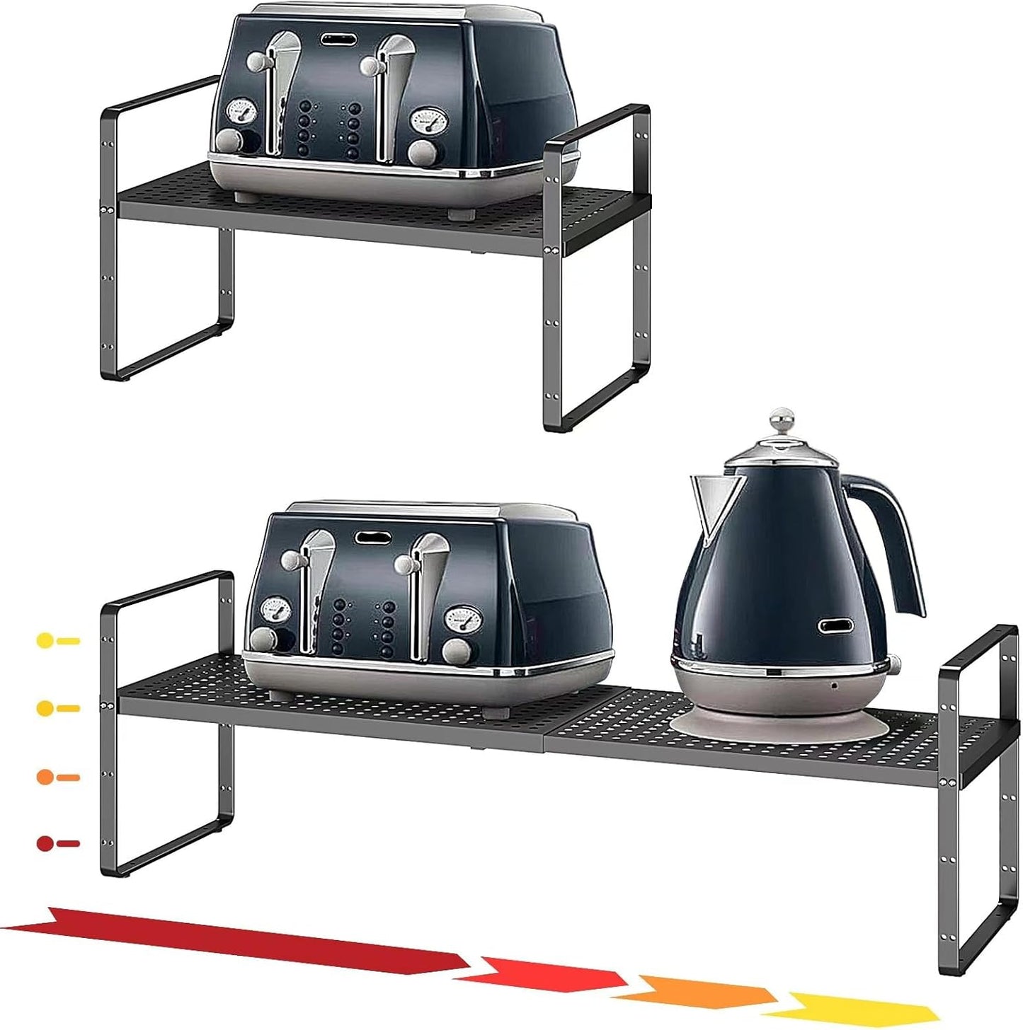 Hole Pattern Expandable Shelf Organizer,1Pack 8.1" Wide Easy to Assemble Cabinet Organizer Shelf