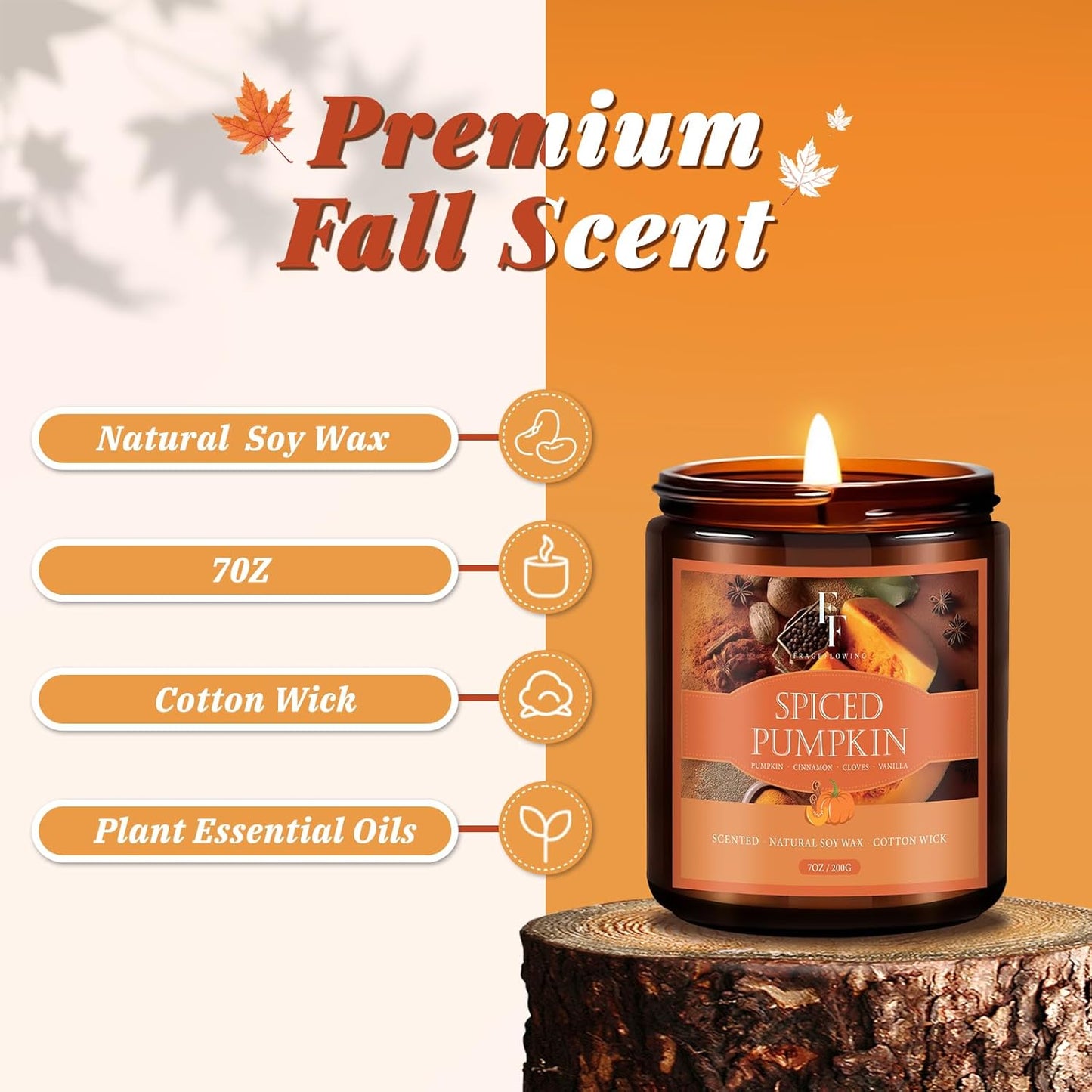 Fall Candles Set, 6 Pack Candles for Home Scented Natural Soy Wax, Autumn Gifts Set for Women Men