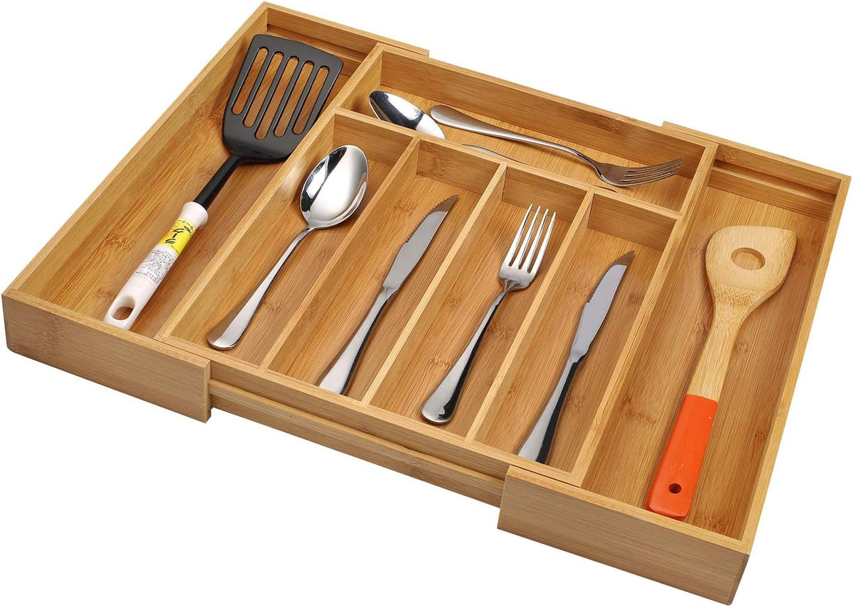 Utoplike Bamboo Cutlery Tray Silverware, Drawer Dividers for Kitchen Utensils, Flatware Tray Drawer
