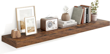 Heimlove 55 Inch Floating Shelves for Wall,10 Deep Large Rustic Brown Wall Shelf with Heavy Duty