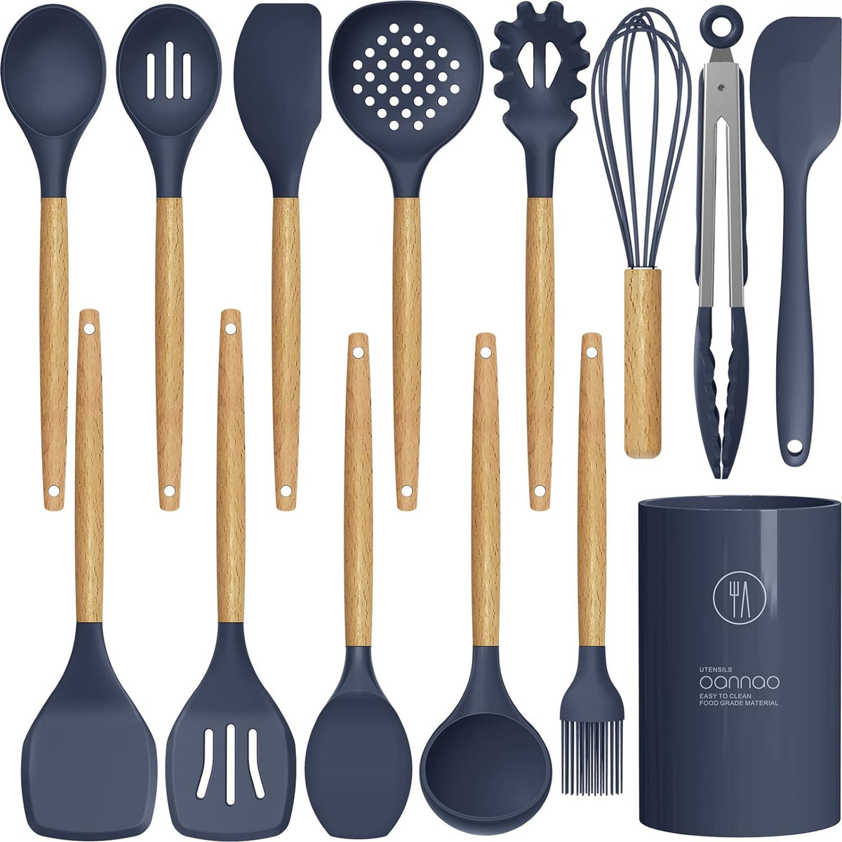 Silicone Cooking Utensils Set - 446°F Heat Resistant Silicone Kitchen Utensils for Cooking,Kitchen