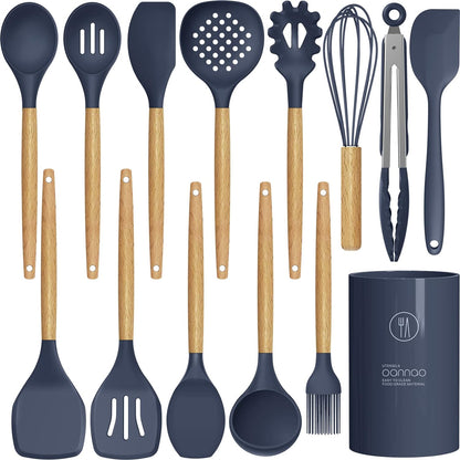 Silicone Cooking Utensils Set - 446°F Heat Resistant Silicone Kitchen Utensils for Cooking,Kitchen