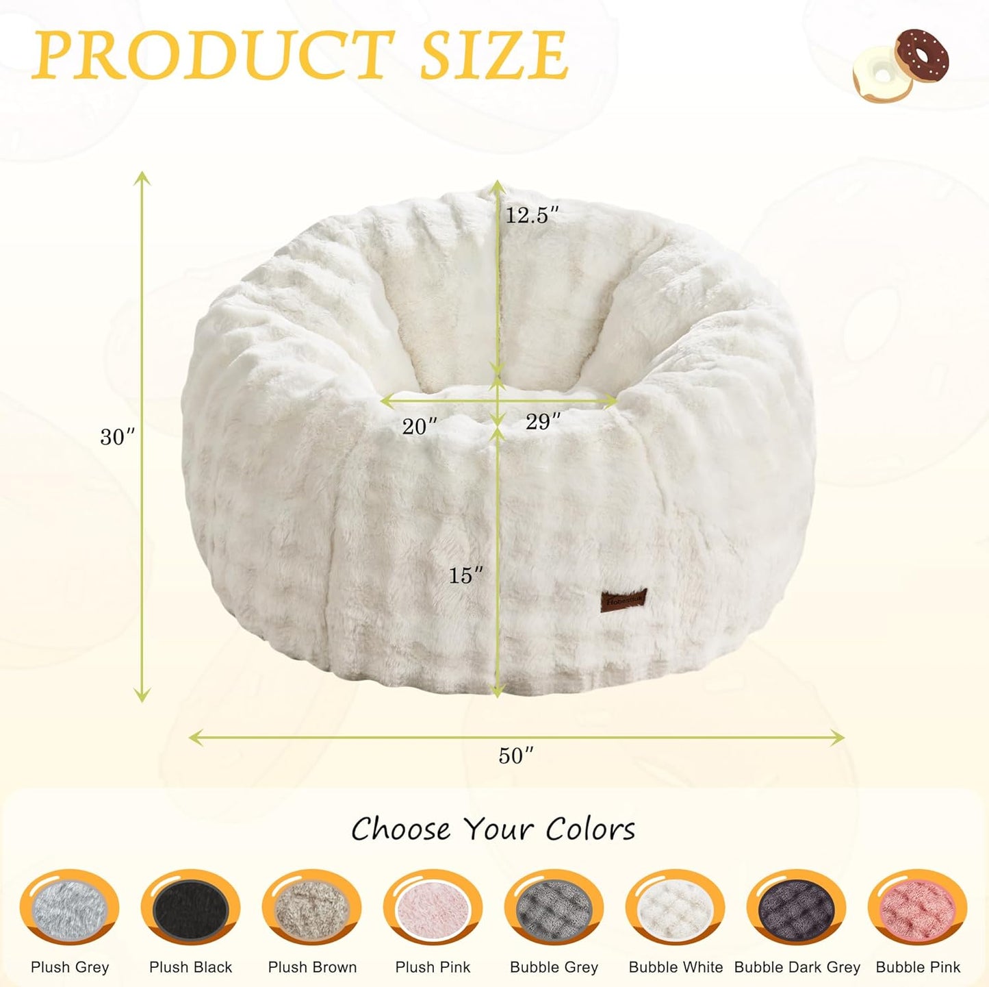 Hobestluk Bean Bag Chair Oversized Bean Bag Chair for Adults Donut-Shaped Large Bean Bag with