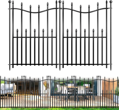 10 Panels No Dig Decorative Garden Fence, 32in(H)×22ft(L) Heavy-Duty Rustproof Metal Panels