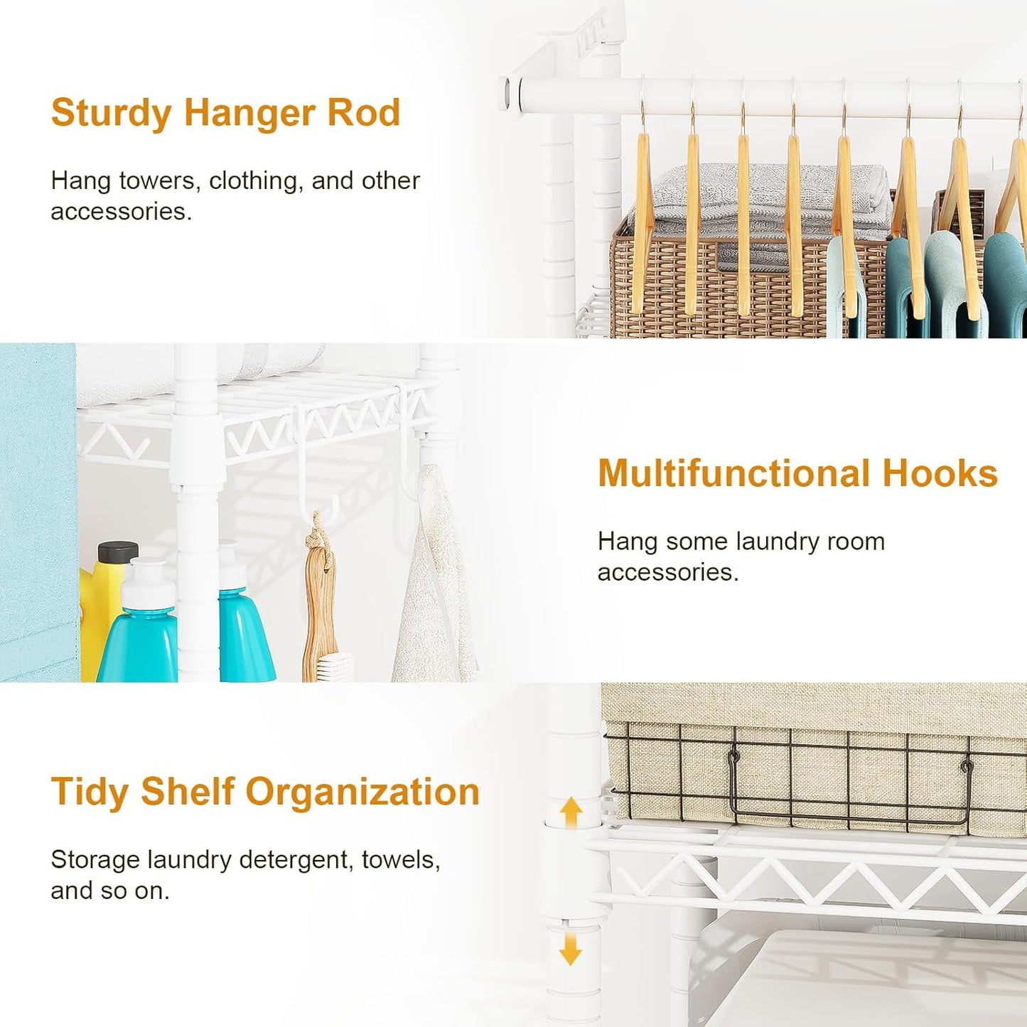 U14 Over Washer and Dryer Storage Shelves, 4 Tiers Laundry Room Storage and Organizer System, Space