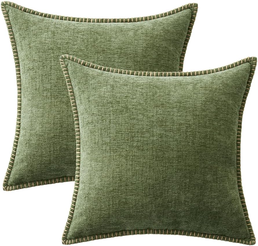 MIULEE Pack of 2 Fall Couch Throw Pillow Covers 18x18 Inch Sage Green Farmhouse Decorative Pillow