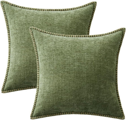 MIULEE Pack of 2 Fall Couch Throw Pillow Covers 18x18 Inch Sage Green Farmhouse Decorative Pillow