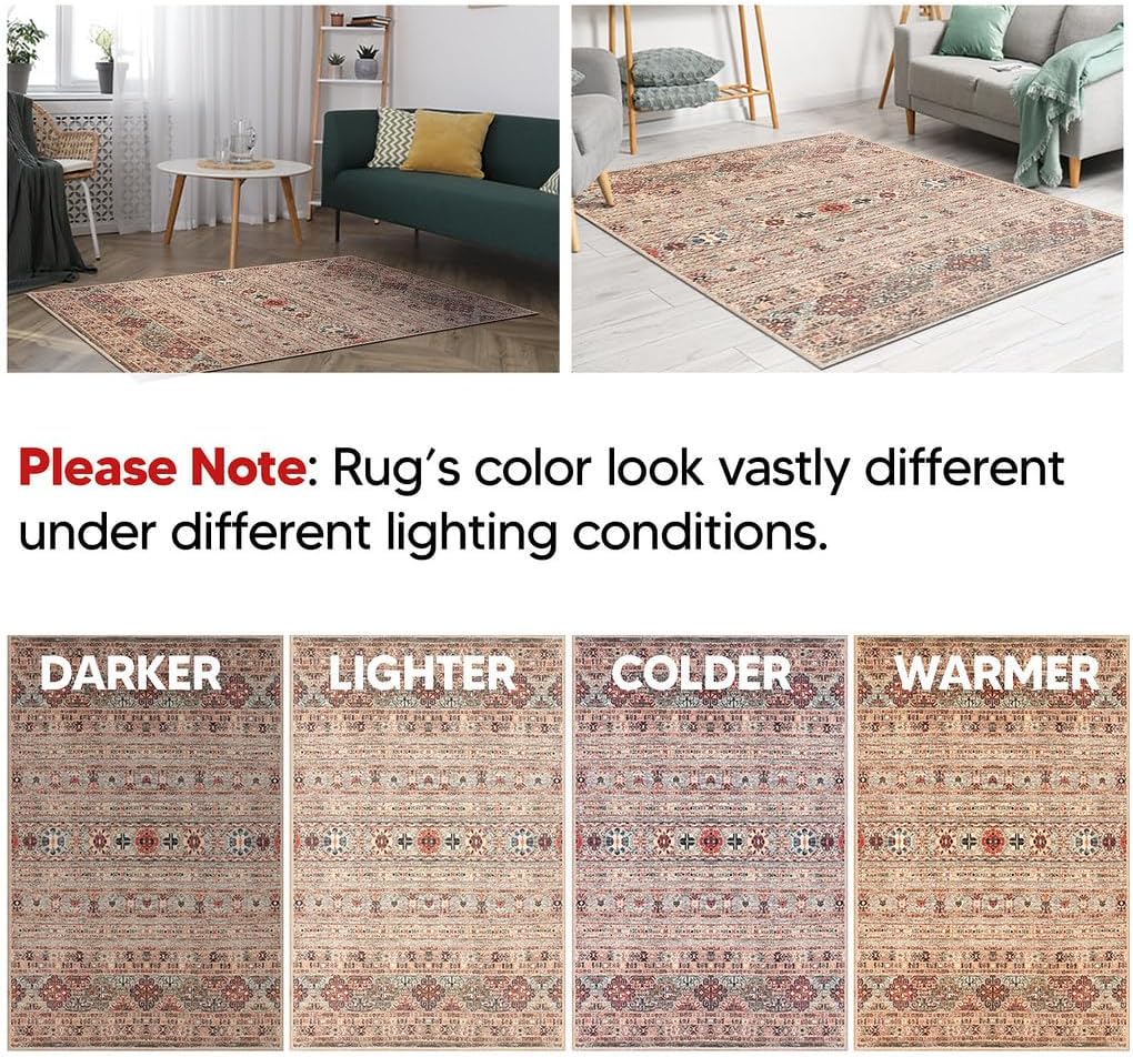Keen Home Design 6x9 Rug - Machine Washable Area Rug with Non-Slip Backing, Ideal for Living Room