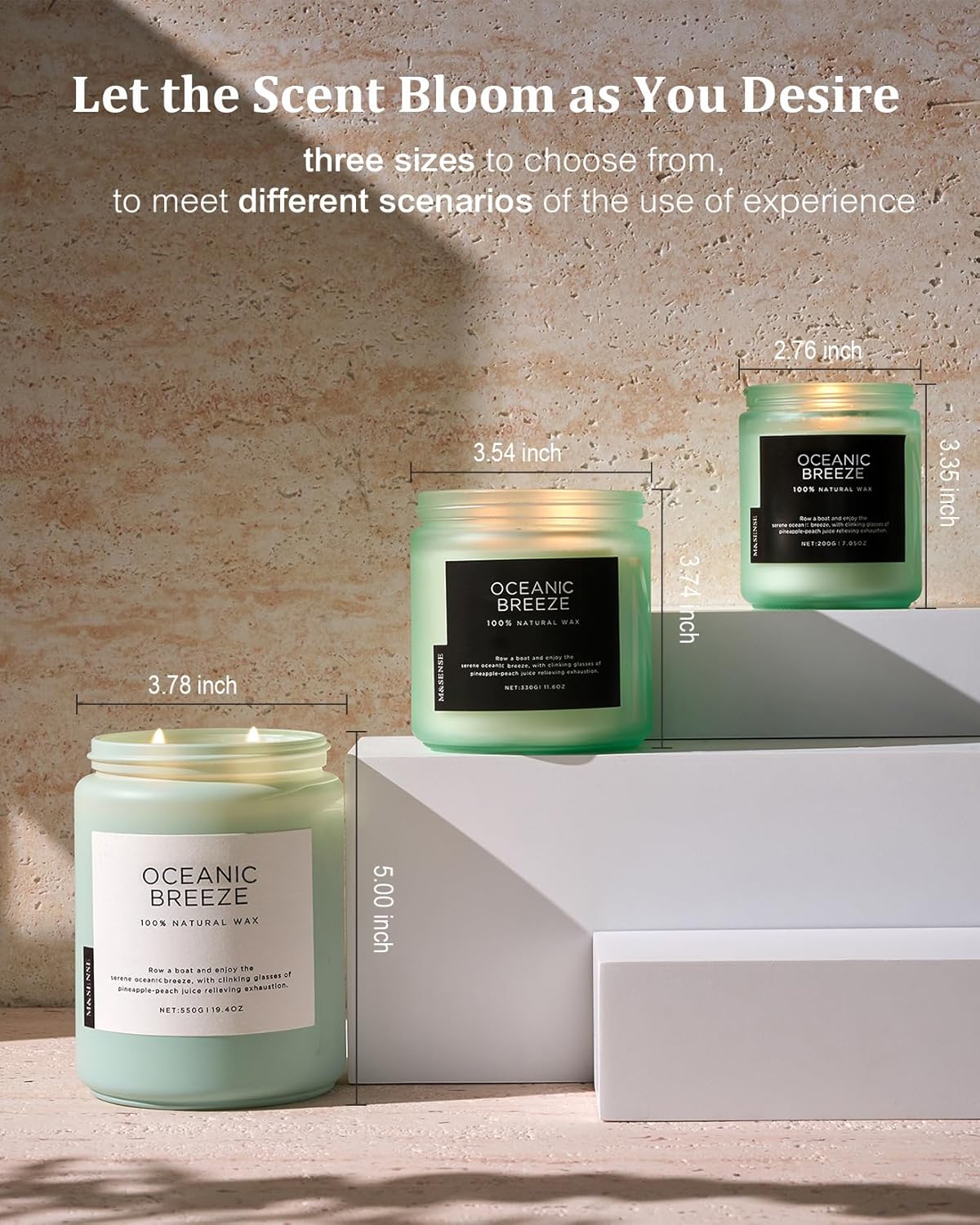 M&SENSE Candle Oceanic Breeze Scented, 19.4oz 110 Hour Long Lasting 2 Wick Pineapple & Mango Scent