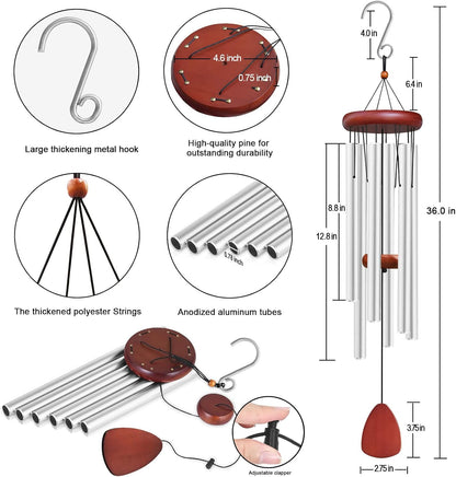 Large Aluminium Wind Chimes Outside, Soothing Melodic Memorial Sympathy Wind Chime, Suitable