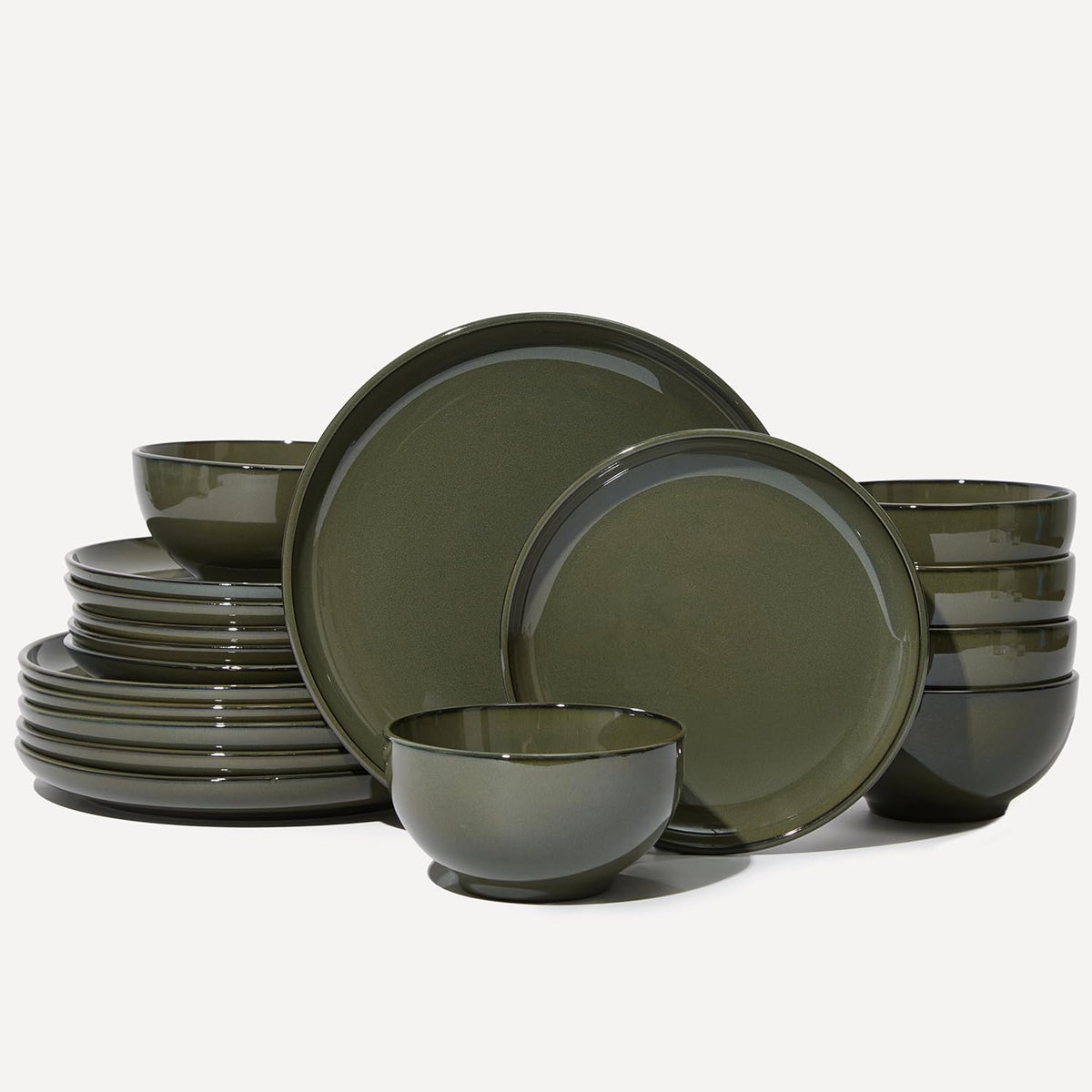 18 Piece Dinnerware Set for 6, Reactive Glaze Terracotta Plates and Bowls Set, Large Family-Sized
