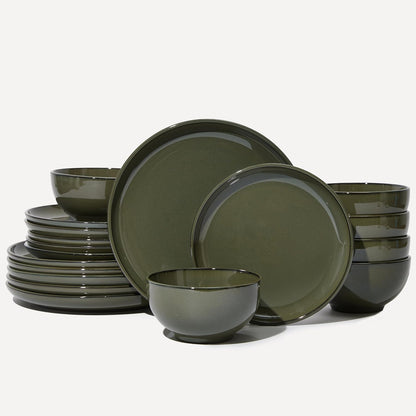 18 Piece Dinnerware Set for 6, Reactive Glaze Terracotta Plates and Bowls Set, Large Family-Sized