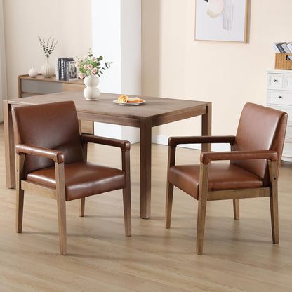 Kmax Modern Dining Chairs Set of 4 Faux Leather Kitchen Arm Chairs Upholstered Accent Chairs with
