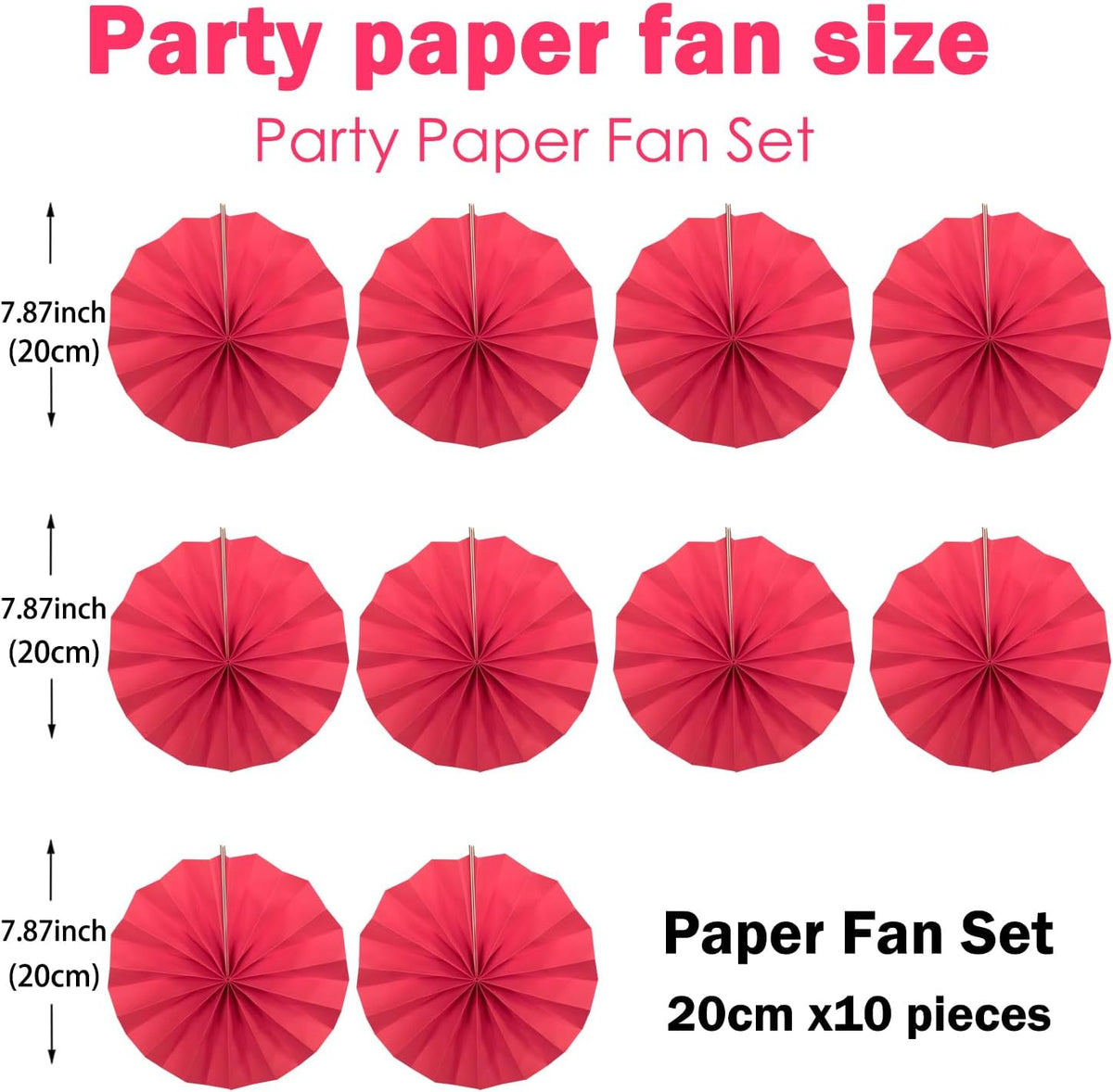 Red Birthday Decorations,DIY Red Paper Fans Hanging Decoration ,Party Supplies Party Fans 8in