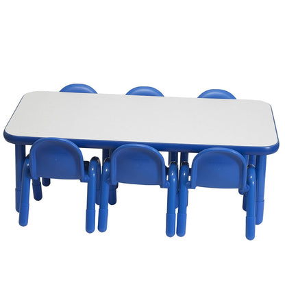 Children’s Factory Baseline Preschool 60" x 30" Rectangular Table & Chair Set - Solid Blue