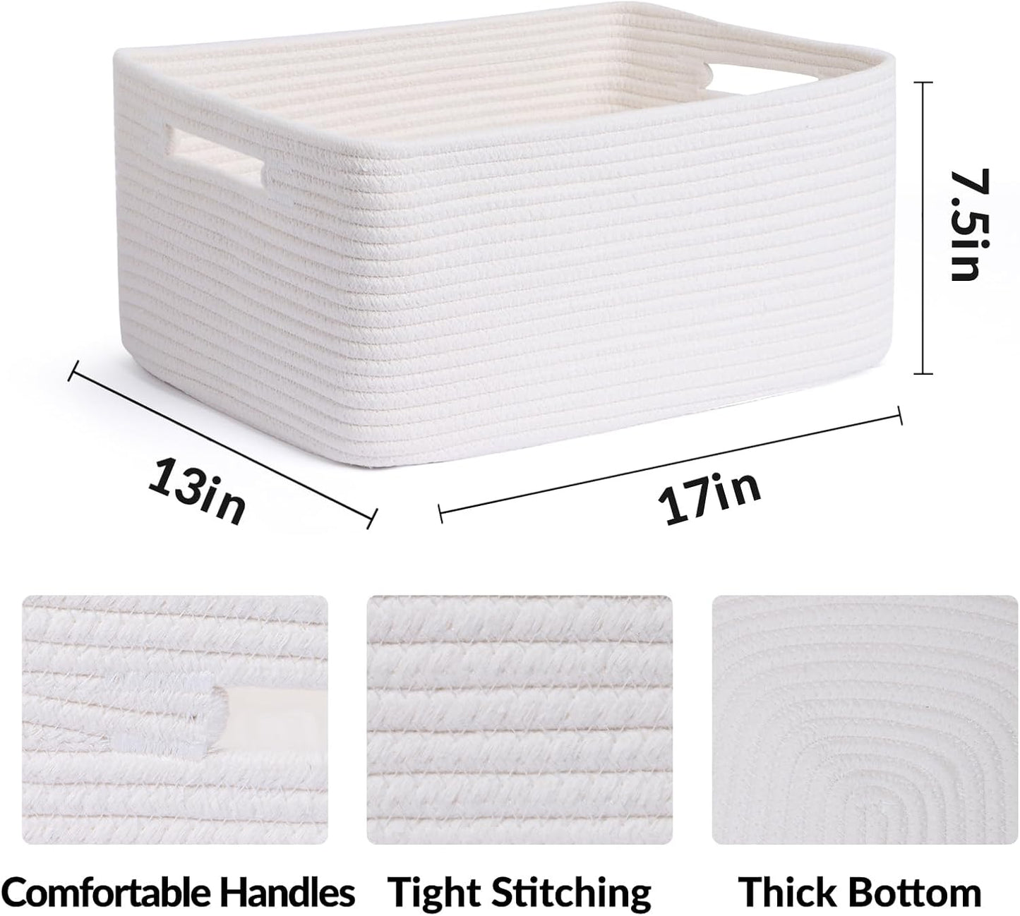 Large Storage Baskets for Shelves, Closet Organizers Bins for Clothes Blanket Towels, Baby Nursery
